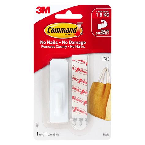 3M Command LARGE Hook 17503ANZ 1 Hooks 1 Strips