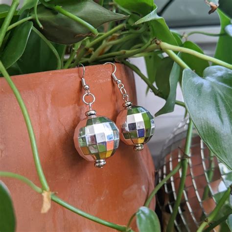 🪩 silver disco ball drop earrings 🪩 perfect for... - Depop