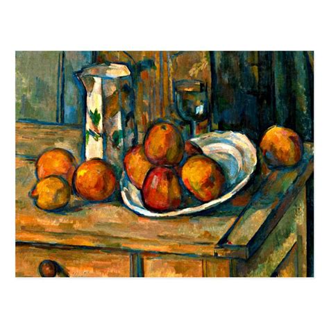 Cezanne - Still Life with Milk Jug and Fruit Postcard | Zazzle.com in ...