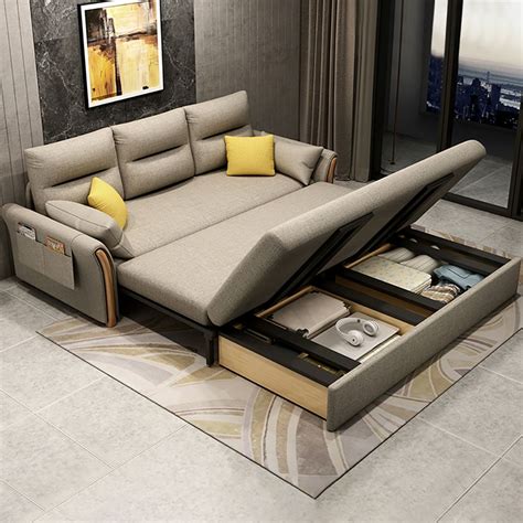 71" Convertible Full Sleeper Sofa Bed Khaki Cotton Linen Upholstered ...