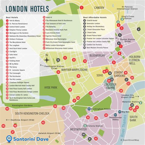 LONDON HOTEL MAP - 47 Best Places to Stay in London