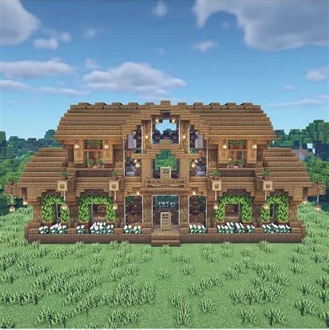 large wood mansion minecraft | Minecraft mansion, Minecraft cottage ...