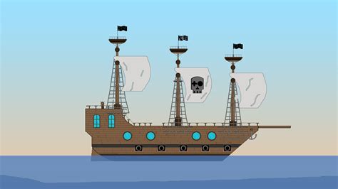 ArtStation - 19th Century Pirate Ship Pixel Art