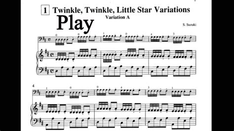 Suzuki Cello Book1 “Twinkle, Twinkle, Little Star” Variations Piano ...