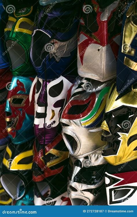 Colorful Masks of Different Mexican Wrestling Wrestlers Stock Image ...