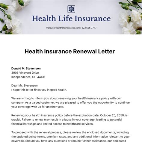 Health Insurance Renewal Letter Template - Edit Online & Download ...