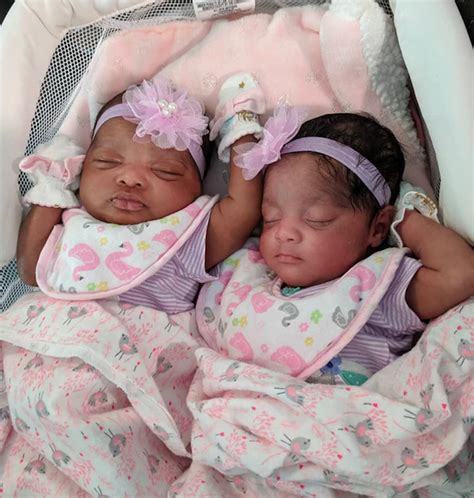 African American Newborn Babies Twins