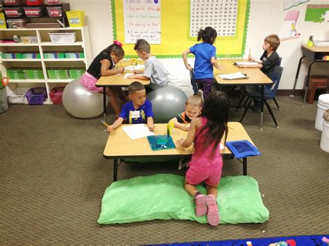 Alternative seating in action for children in the classroom with ...