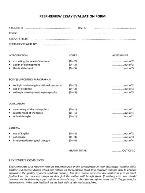 Peer review sheet for project: Fill out & sign online | DocHub