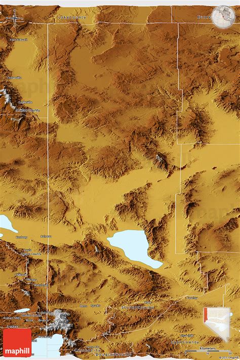 Physical Panoramic Map of Washoe County