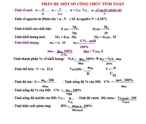 Tổng hợp các công thức hóa học lớp 8 - Giáo viên Việt Nam