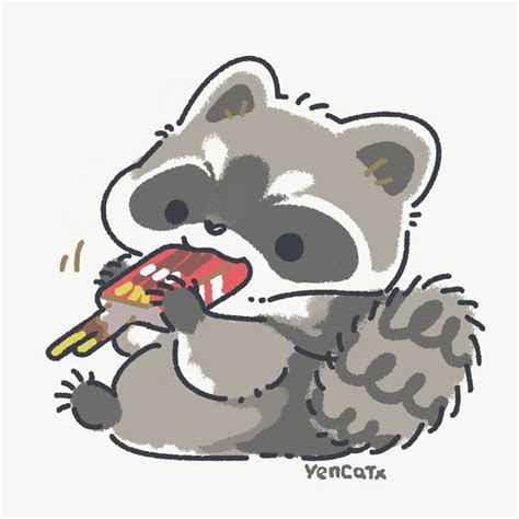 Yen🐱🌒 on Twitter | Cute raccoon, Cute animal drawings, Cute doodles