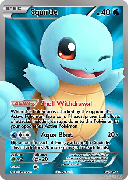 Full Art Squirtle Pokemon Card | Cool pokemon cards, Pokemon cards ...