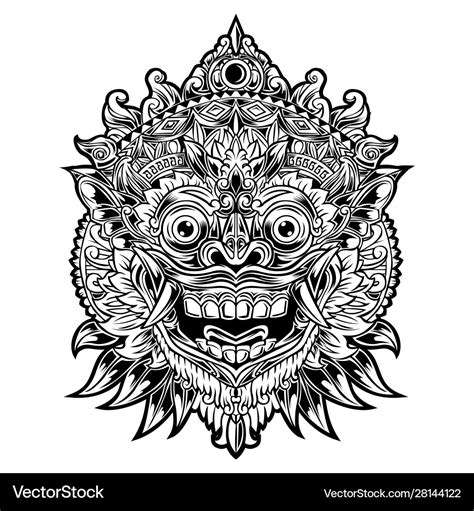 Indonesian bali mask art barong Royalty Free Vector Image