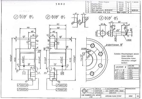 Gambar Menggambar Teknik Mesin Cad Gambar Kopling Flens Tetap 3002 di ...