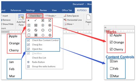 How to quickly insert checkbox symbol into Word document?