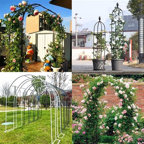 Garden Rack Wrought Iron Outdoor Arch Wall Trellis For Climbing Plants ...