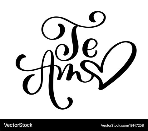 Te amo love you spanish text calligraphy Vector Image