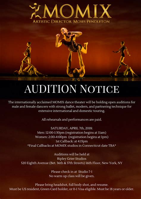 MOMIX 2018 Company Auditions