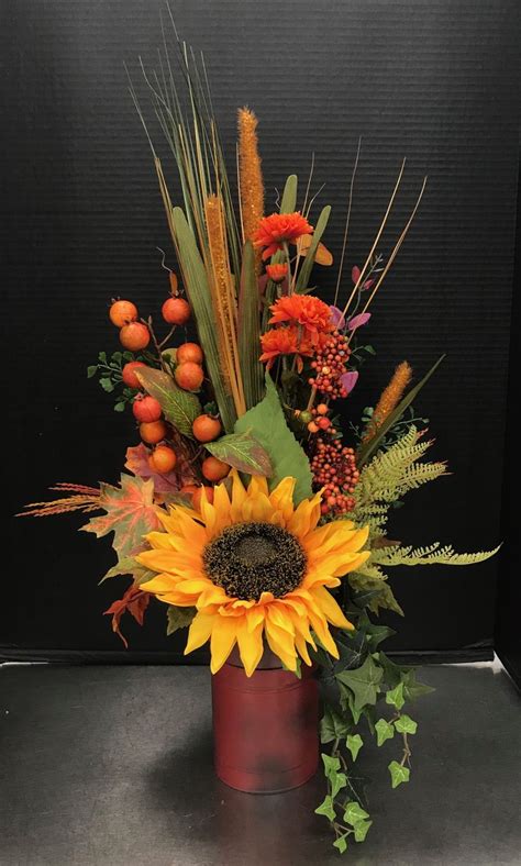 Small Milk Can Fall Arrangement by Andrea | Fall flower arrangements ...