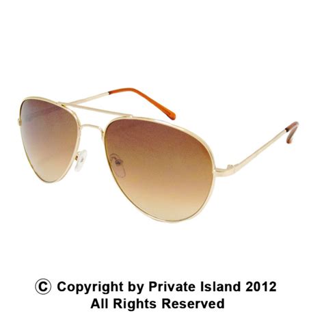 Gold Frame and Brown Lens Aviator Sunglasses 1109 - Private Island Party