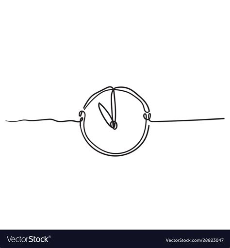 Continuous one line drawing clock icon Royalty Free Vector