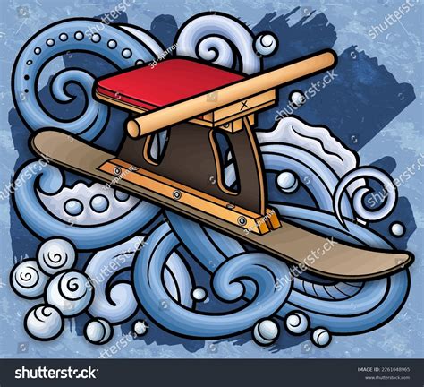 Cartoon Cute Doodle Hand Drawn Sled Stock Vector (Royalty Free ...