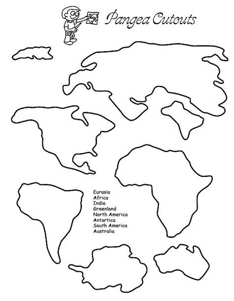 continent shapes Colouring Pages (page 2) | Pangea activities ...