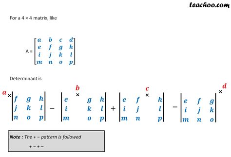 Finding Determinant of a 2x2, 3x3,4x4 Matrix - with Examples - Teachoo