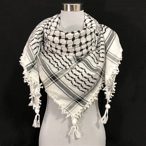 Shemagh Keffiyeh Scarf Arab Palestine Black on White Heavy - Etsy in ...