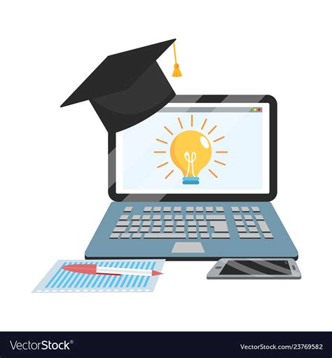 Online education laptop cartoon Royalty Free Vector Image