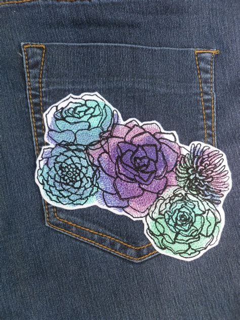 Painted Succulents Iron on Patch Flowers Applique Patches - Etsy