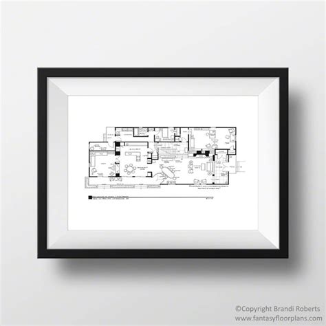 Brady Bunch House Floor Plan TV Show Floor Plan Black and White Art for ...