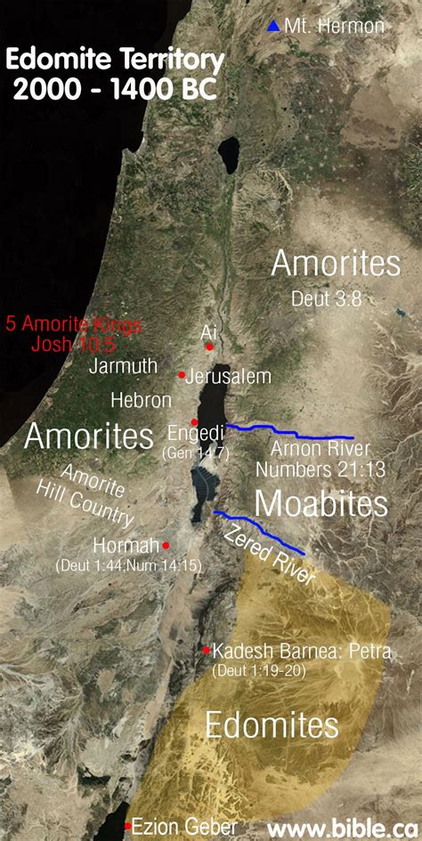 The historical territory of the Amorites in the Bible