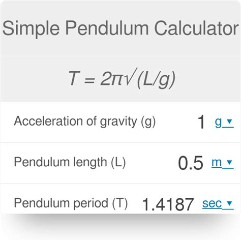 Insignificante arbusto constantemente time period of simple pendulum ...