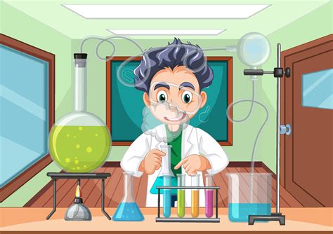 Classroom scene with scientist doing experiment 6927358 Vector Art at ...