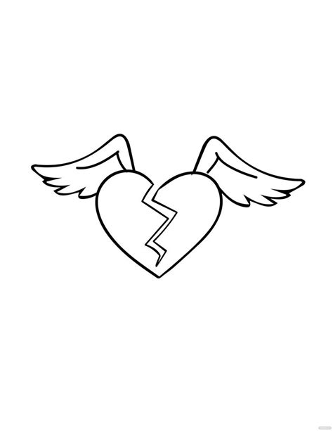 Heart With Angel Wings Drawing in Illustrator, PDF, JPG, EPS, SVG, PNG ...