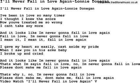 Skiffle Lyrics for: I'll Never Fall In Love Again-Lonnie Donegan