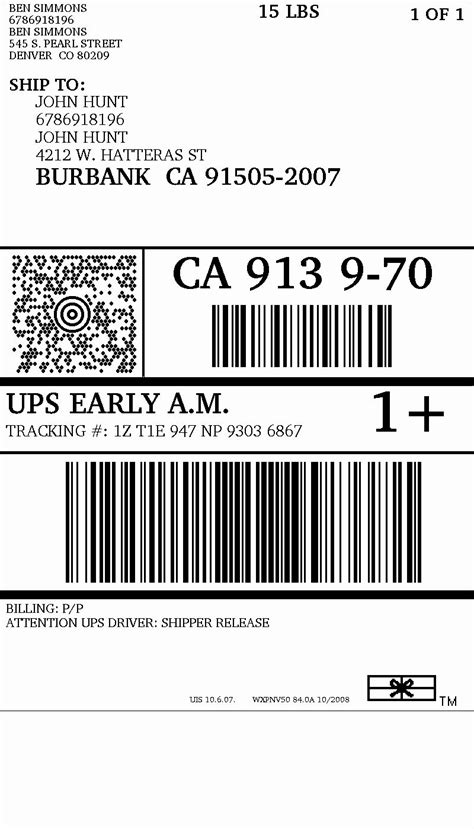 Ups Shipping Label Template - Detrester.com