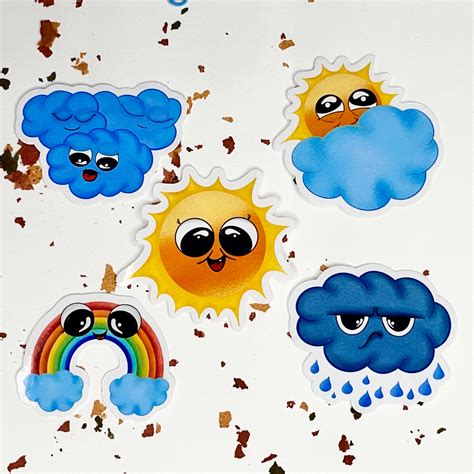 Weather Face Emoji Stickers 5 waterproof vinyl sticker pack | Etsy