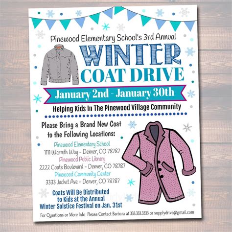 EDITABLE Winter Coat Drive Flyer Printable PTA PTO Charity - Etsy