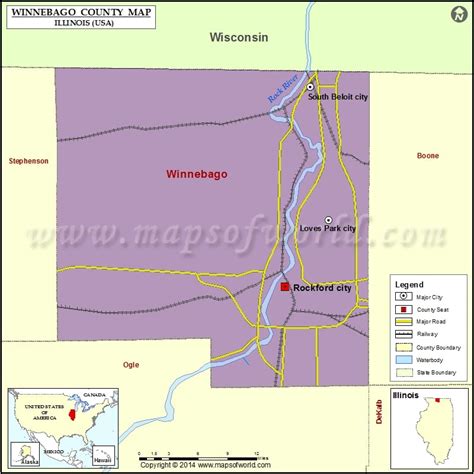 Winnebago County Map, Illinois