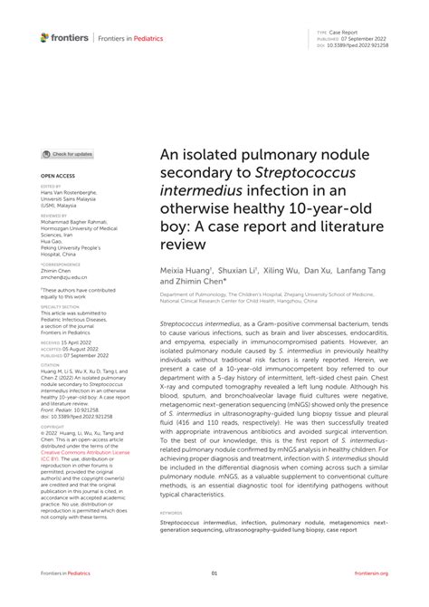 (PDF) An isolated pulmonary nodule secondary to Streptococcus ...