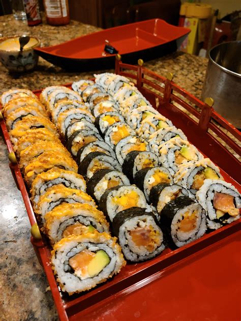 Made a deep fried sushi roll (left) and some other ones : r/sushi