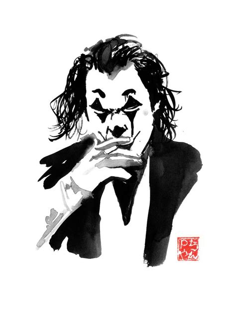 The Joker Black And White Drawing