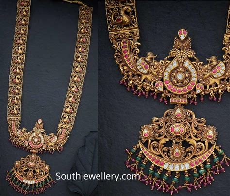 Antique gold peacock haram - Indian Jewellery Designs