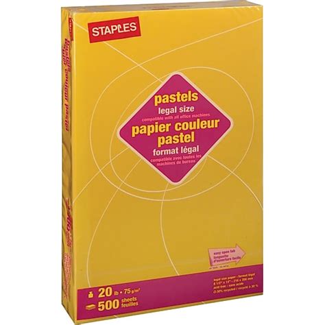 Staples® Pastels Colored Copy Paper, 8.5" x 14", Goldenrod, 500 Sheets ...