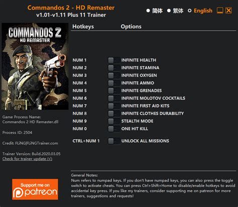 Commandos 2 - HD Remaster Trainer - FLiNG Trainer - PC Game Cheats and Mods