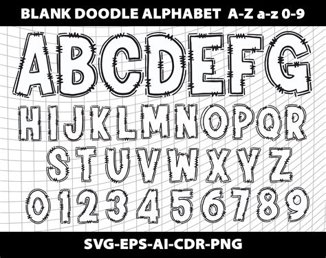 Doodle Blank Transparent Letters Font Alphabet Png Svg Cdr Ai - Etsy ...