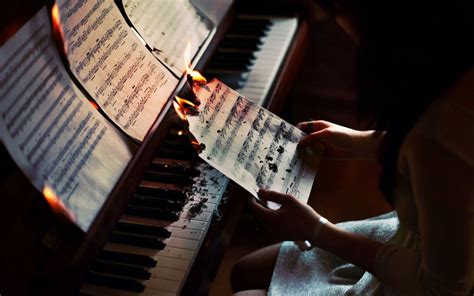 piano, Musical Notes, Burning, Fire, Music Wallpapers HD / Desktop and ...